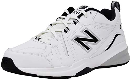 New Balance Men 608V5 Trainer Shoe, White/Black/Silver, 14 X-Wide