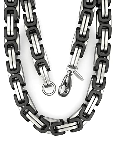 Fly Style Byzantiner Königskette Schwarz+Silber Edelstahl - Halskette Herren ionen-plattierte Kette