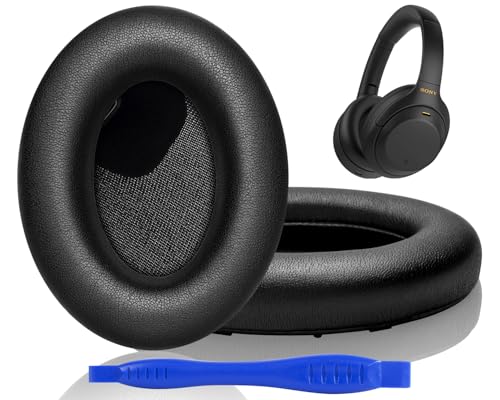 Ersatz Ohrpolster für Sony WH-1000XM4 (WH1000XM4) Over-Ear-Kopfhörern, Kopfhörer Ersatzpolster mit weichem Proteinlederund Memory-Schaum, Schwarz