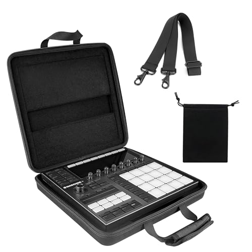 Musiin Hochwertige Hartschalentasche aus Samt, kompatibel mit Native Instruments Maschine+Plus Case NI MK3 Cover für Drum Controller, analoges Gerät, Tasche mit Riemen