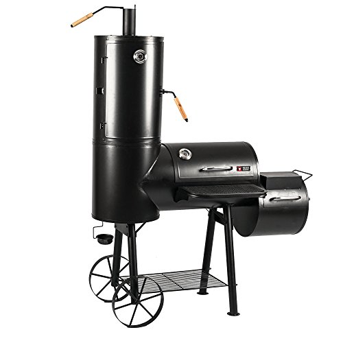 Mayer Barbecue RAUCHA Smoker MS-300 Pro Holzkohlegrill Räucherofen Smoker Grill, 2 Deckelthermometer, Massiv 49 kg, Schwarz, 139 x 184 x 73,5 cm (B x H x T)