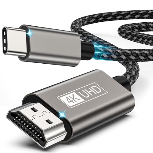 USB C auf HDMI Kabel 2M, Typ C to HDMI Kabel 4K, Thunderbolt 4/3 auf HDMI Kabel Kompatibel mit MacBook Pro 2023/Air 2022, iMac, iPad Pro/Air, Galaxy S23/S22/S21, Note 20, Surface Pro, Dell, Chromebook