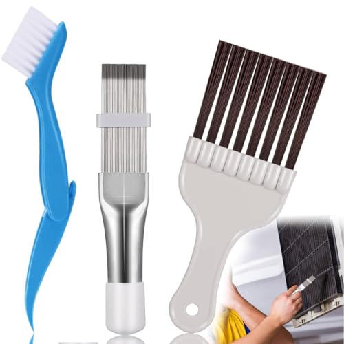FUKPO 3 Stück Klimaanlage Kondensator Lamellen Flosse Kamm Trockner Reinigungsbürste Set, Reiniger Trockner Bürste Reinigung Lamellenkamm Wärmepumpentrockner Klimaanlagen Wäschetrockner Wärmepumpe