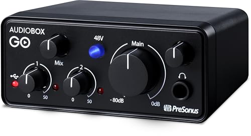 PreSonus AudioBox GO, USB-C-Audio-Interface für Musikproduktion mit Studio One Recording Software, Musik-Tutorials, Sound-Samples und virtuellen Instrumenten