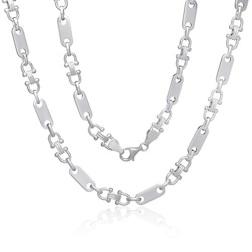 Generisch Plattenkette/Steigbügelkette aus 925 Sterling Silber in verschiedenen Längen und 5,2 mm Breite (65)
