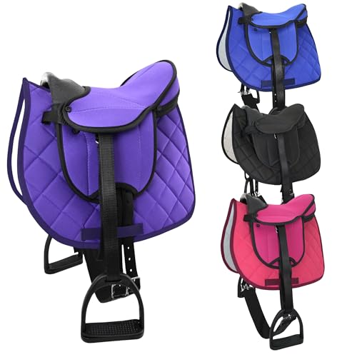 PFIFF 103120 Sattelset „Pro“ für Spiel- oder Holzpferde, Komplettset für Kinder, Kindersattel, Spielsattel, Set in Einheitsgröße, Lila