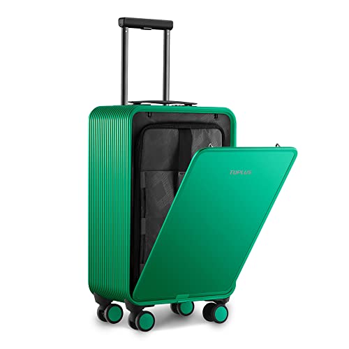 TUPLUS Koffer Aluminium Trolley Rollkoffer mit 4 Rollen Reisekoffer Handgepäck Hartschalenkoffer,Sofortige Serie,58.5×34.5×20.8cm/33L,Grün