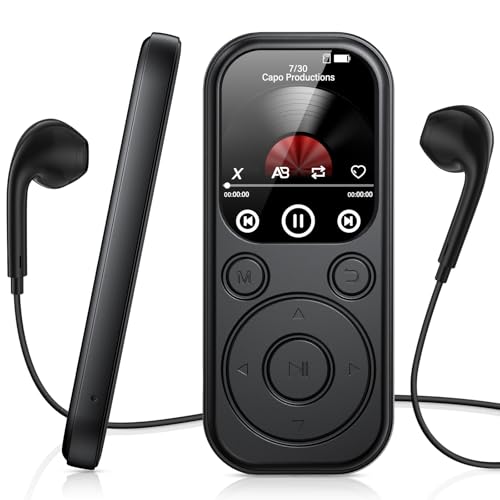 RWSRW 128 GB MP3-Player mit Bluetooth, Musik-Player mit FM-Radio, Sprachaufzeichnung, HiFi-Sound, E-Book-Funktion, Kopfhörer im Lieferumfang enthalten