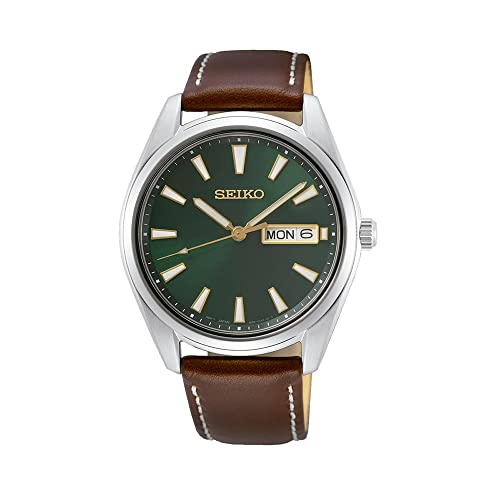 Seiko Herren-Uhr Quarz Edelstahl mit Lederband SUR449P1