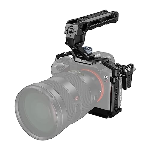SMALLRIG A7 III / A7R III Kamerakäfig-Set für Sony Alpha 7 III/Alpha 7R III, vollständiger Käfig mit oberem Griff für ARRI und Kabelklemme, integrierter Kaltschuh und NATO-Schienen – 4198