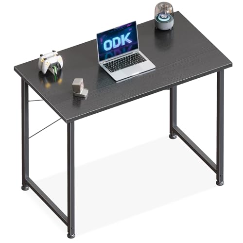 ODK Kleiner Schreibtisch, 80×40cm Computertisch Bürotisch für Arbeitszimmer, Schlafzimmer, Wohnzimmer,Büro, Schreibtisch Klein Modern Holz PC Tisch Officetisch für Home, Office, Schwarz