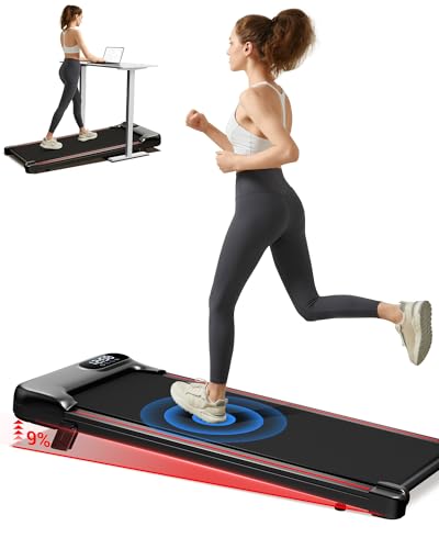 Walking Pad mit Steigung 1-8KM/H, Laufband mit Steigung für Zuhause und Dreifacher Dämpfung und Leisem 2,5PS Motor, Laufband Schreibtisch Max. Belastung 136KG