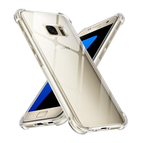 Xiltlly Hülle Durchsichtig für Samsung Galaxy S7 mit Stoßfest Schutzecken, Dünne Weiche Transparent Handyhülle Flexible TPU Protective Case Sturzfest Schutzhüllen (5.1 Zoll) - Clear