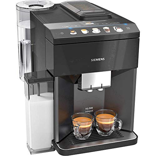 Siemens Kaffeevollautomat EQ.500 integral TQ505D09, viele Kaffeespezialitäten, Milchaufschäumer, integr. Milchbehälter, Keramikmahlwerk, Heißwasserfunktion, automat. Dampfreinigung, 1500 W, schwarz