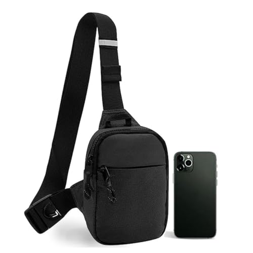 Sling Chest Crossbody Bag, Brusttasche Herren mit Verstellbarem Schultergurt, Wasserdicht Brusttasche Umhängetasche Männer und Frauen Schultertasche für Reise, Wandern, Radfahren, Laufen Schwarz
