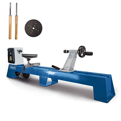 Scheppach DM1100T Drechselbank Drechselmaschine Drehbank | 4 Geschwindigkeiten | 400W | Werkstücke bis 1000mm Länge/Ø 350mm | M18-Gewinde inkl. 4-Zack-Körnerspitze, Planscheibe & Zwei Drechseleisen