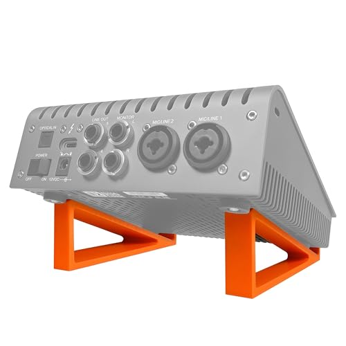 Musiin Audio Interface Stand kompatibel mit SSL2+ MK2,ID14 MK2,ID4 MK2,Apollo X4 und mehr.Kompakte,stabile Dreiecksstruktur spart Platz und sorgt für eine professionelle,stabile Aufstellung (Orange)