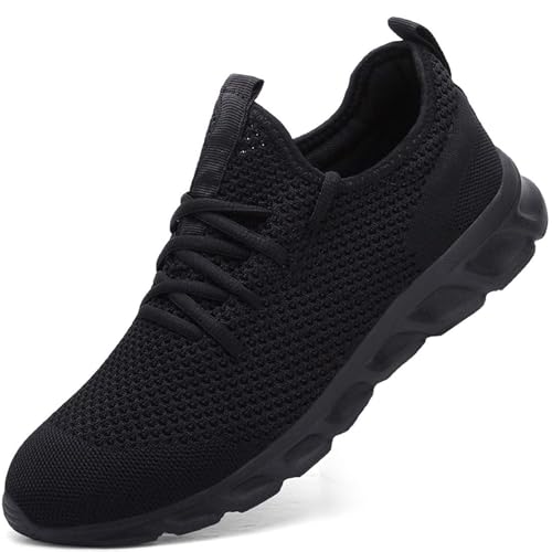 Damyuan Herren Laufschuhe Turnschuhe Sportschuhe Running Sneaker Freizeit Straßenlaufschuhe Fashion Leichtgewichts Atmungsaktiv Walkingschuhe Outdoor Fitness Jogging Sportsschuhe Schwarz 43 EU