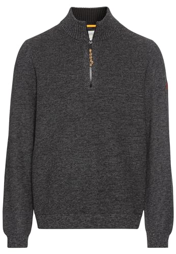 camel active Herren Stricktroyer aus Baumwollmix Dunkelgrau, Menswear-XL