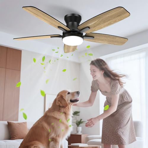 Airwit 106cm Deckenventilator mit Beleuchtung Doppelseitige Flügeln, Leise Deckenventilator mit Licht und Fernbedienung, LED Lampe mit Ventilator für Schlafzimmer Wohnzimmer, Umkehrbar DC Motor