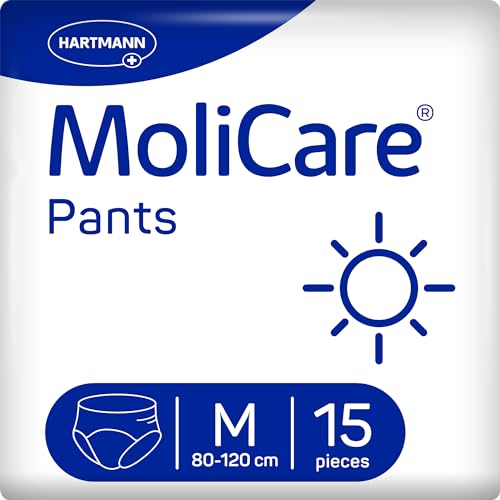 MoliCare® Pants Day - Inkontinenzhosen bei mittlerer Blasenschwäche am Tag für Frauen und Männer | zuverlässig & diskret | Größe M (80-120cm Hüftumfang), 15 Stück