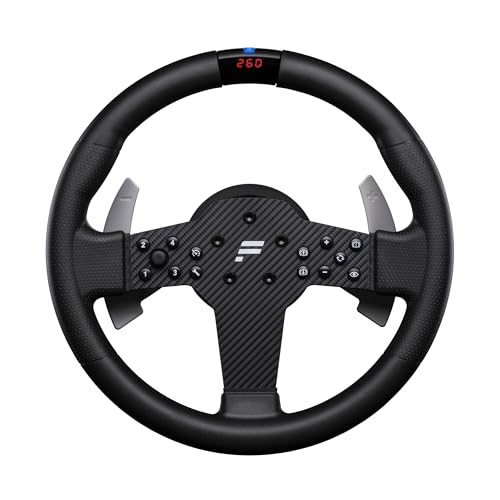 Corsair FANATEC Sim Racing CSL-Lenkrad P1 V2 (QR2 LITE) – Gummierte Umrandung, RevStripe, LED-Display, Metall-Schaltwippen, QR2 Lite Wheel-Side Vorinstalliert – PC