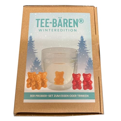 Winteredition Tee-Bären® Probierset 9 verschiedene Sorten einzigartige Fruchtgummi mit 10% Fruchtgehalt aus Fruchtsaftkonzentrat, zum Zubereiten eines Heißgetränks oder einfach nur zum Vernaschen