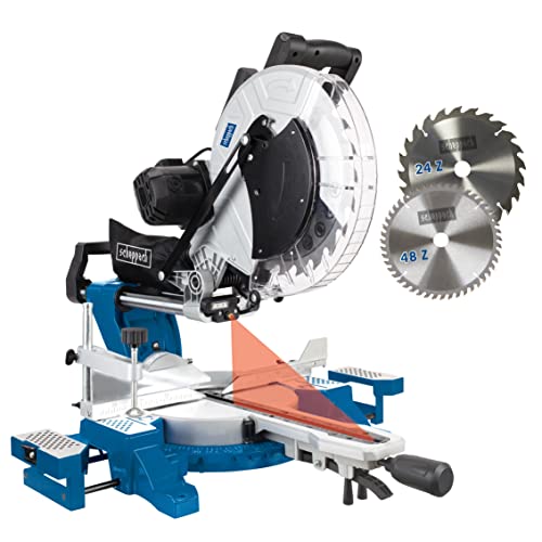 Scheppach Kappsäge HM140L Kapp-Zugsäge Gehrungssäge mit Laser & LED | Schnitthöhe 105 mm | Schnittbreite 330 mm | 230V 2000W | Sägeblatt Ø305mm + 2. Sägeblatt (HM140L)