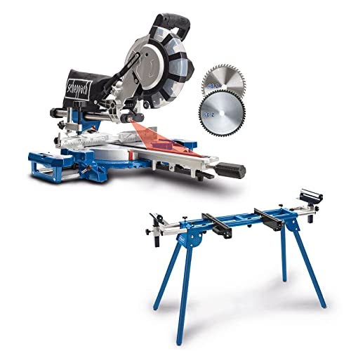 Scheppach HM254SPX Kappzugsäge inkl. 2.Sägeblatt - 2200W | Ø254mm Sägeblatt | Schnittbreite/höhe: 340mm x 90mm | inkl. Laser | Aluauflagen, Kapp und Gehrungssäge | inkl. Untergestell UMF1600