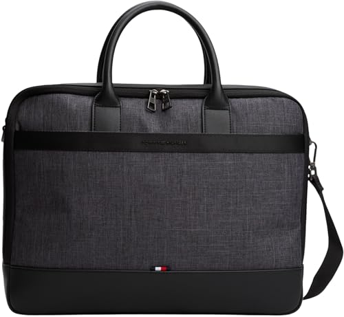 Tommy Hilfiger Herren Laptoptasche Nylon Travel mit Tragegurt, Schwarz (Melange), Einheitsgröße
