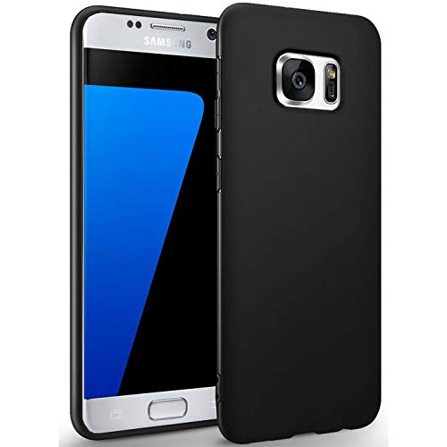 Verco Kompatibel mit Samsung Galaxy S7 Edge Hülle, Matte Rückschale Schutzhülle für Samsung S7 Edge Case Silikon Handyhülle - Schwarz