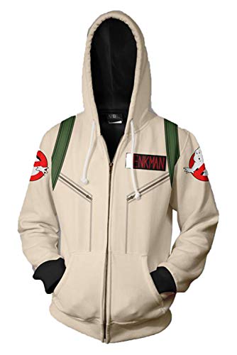 Seaehey Ghost Cosplay Busters Hoodie Pullover Mantel Professor für Geisterjagd Costume Ghost Cosplay Jacke Hooded Coat Zip Jacket Sweatshirt Halloween Carnival