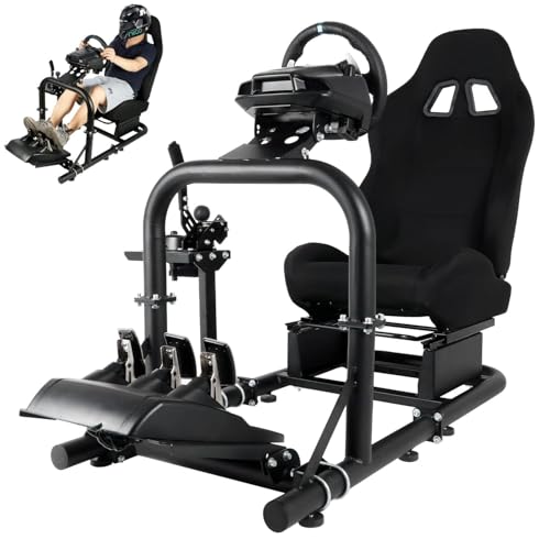 Dardoo G29 Racing Simulator Cockpit mit Sitz Passend für Logitech/Thrustmaster/Fanatec G25 G27 G29 G920 G923 T300RS TX,Base für PS4,PC Lenkradständer ohne Räder und Pedale