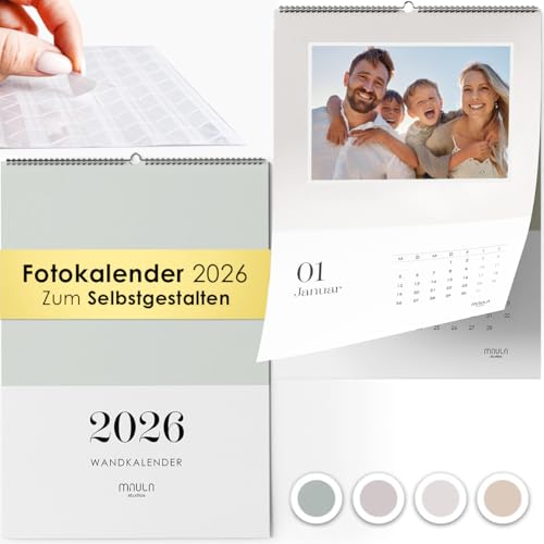 Fotokalender 2026 zum Selbstgestalten – A4 Bastelkalender mit Fotoecken und hochwertigem Papier – Kalender mit Platz für Fotos und Notizen – Persönliches Geschenk