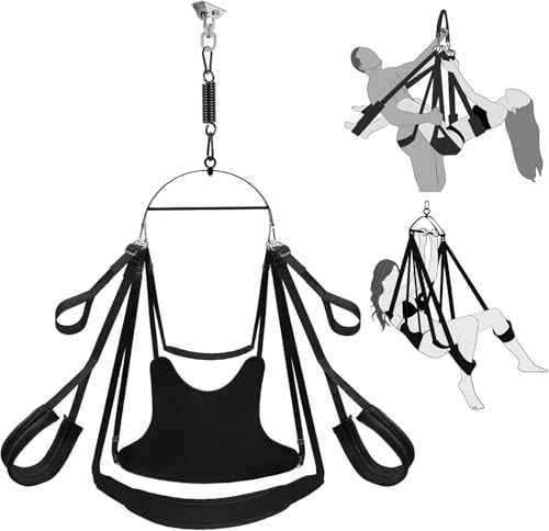Sex-Schaukel 360° drehbar, Indoor-Decken-Gurt mit hochwertigem Ständer, super verbreiterter Komfortsitz, BDSM-Sexspielzeug-Set für Erwachsene