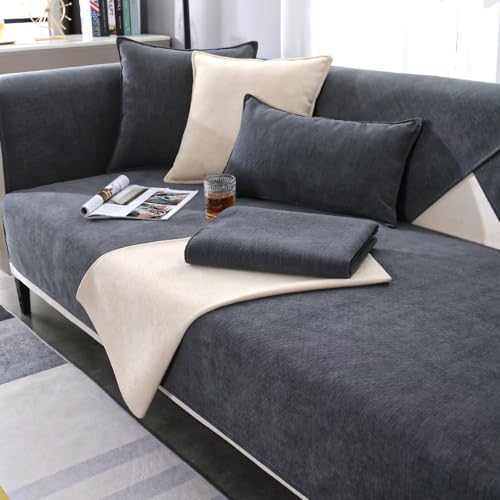 Sofa Überwurfdecke, Sofa Überzug, Sofabezug, Couchschoner, Überwurfdecken für Sofa, Hund Katze Sofa Überwurf, Couch Überzug L Form, Sofaschoner Rutschfest, Couch Bezüge, Dunkelgrau, 70*70CM