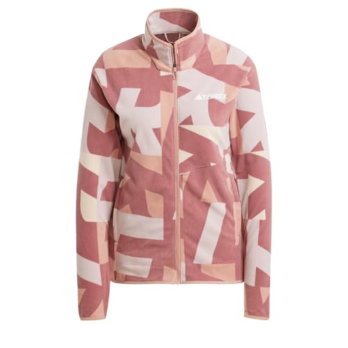 adidas Damen Terrex Multi Printed Full Zip Fleece Jacket, Wonder Beige/Burgundy, L