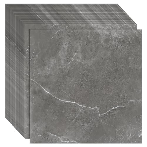 CYEER 40 Stück Vinylboden Selbstklebend 30x30 cm - Bodenfliesen in Grau Marmor Optik für Küche, Bad & Wohnbereich - PVC Bodenbelag Wasserabweisend & Robust - Deckung ca. 3,6 m²