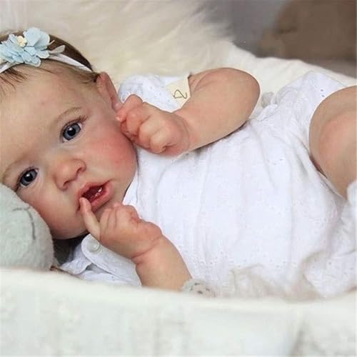 WKYUWS Reborn Baby Vollsilikon Lebensechtes Mädchen 49 cm Real Baby Doll Realistische Neugeborene Baby Puppe mit Zubehör Geschenk für Erwachsene