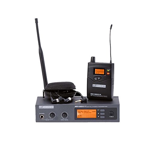 LD Systems MEI 1000 G2 - In-Ear Monitoring System drahtlos mit Sender, Empfänger und Kopfhörer, 823-832 MHz + 863-865 MHz, schwarz