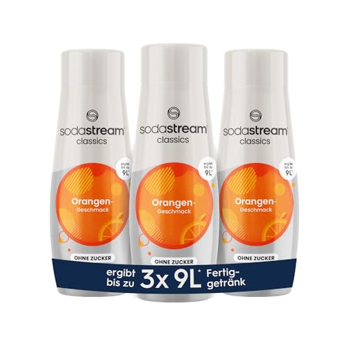 SodaStream Sirup 3x Orange ohne Zucker, 1x Flasche ergibt 9 Liter Fertiggetränk, Sekundenschnell zubereitet und immer frisch, 3x 440 ml