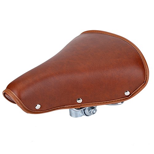 Alomejor Fahrradsattel Vintage Classic - Extra Breit PU Leder Sitz Federsattel Komfort f¡§1r Damen & Herren