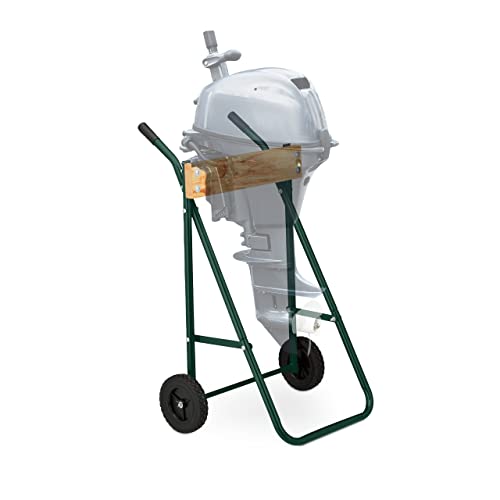 Relaxdays Außenborder Ständer, Lagerung & Transport, Langschaft Außenbordmotor bis 100 kg, Stahl Motorhalter, dunkelgrün