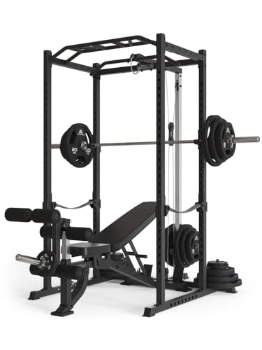 ATLETICA R5-Vega Power Rack | Power Cage mit Latzug | Multi-Grip Klimmzugstange, Safety Straps, J-Hooks & Weight-Pins | 213 cm Höhe | in Zwei Höhen verfügbar Größe 195 cm