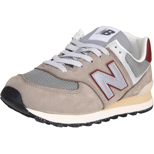 New Balance 574 Sneaker Trainer Schuhe (Stone/Burgundy, EU Schuhgrößensystem, Erwachsene, Numerisch, M, 45)