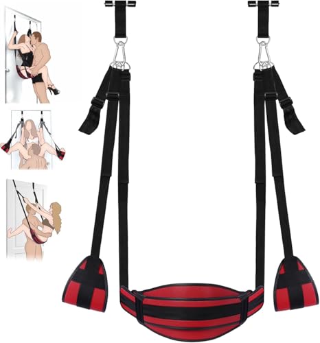 Liebesschaukel Sexschaukel für Paare Sex Schaukel Leder Türschaukel Love-Swing & BDSM Bondageset Fesselse Erotik Schaukel für Erwachsene Sexspielzeug für Paare Extrem Belastbar Bis 150 kg Rot
