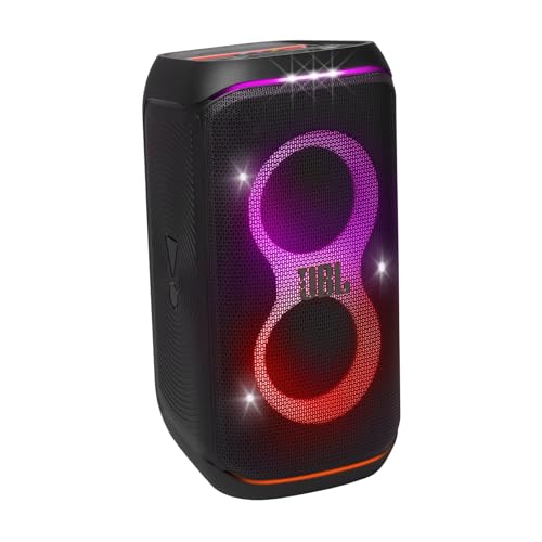 JBL Partybox Stage 120 in Schwarz – Tragbare Bluetooth-Lautsprecher-Box mit JBL Pro Sound, Lichtshow, KI-Sound-Boost und Teleskopgriff – 12 h Laufzeit