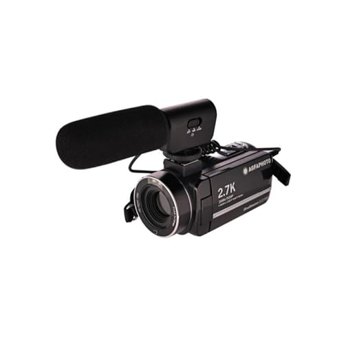 AgfaPhoto Realimove CC2700 – Digitaler Camcorder (Video 2,7 K, 24 MP, 7,6 cm (3 Zoll) Touchscreen, 18 x Zoom, Fernbedienung, 2 Akkus, Mikrofon, Lithium-Akku) Schwarz