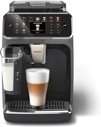 Philips Serie 5500 Kaffeevollautomat – LatteGo Milchsystem, 20 heiße und kalte Kaffeespezialitäten, 40% leiser mit SilentBrew, QuickStart, Schwarz/Grau (EP5544/50)