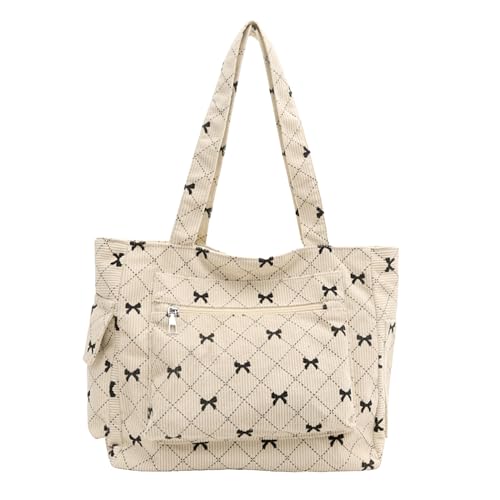 BACH AND BOUJEE Bow Tote Bag Damen Bowknot Große Umhängetasche Beige Bow Geldbörse Taschen Reißverschluss für Reisen Arbeit